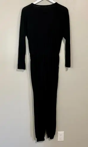 Fraiche By J Women’s Long Sleeve Knit Jumpsuit w/ Pockets Black Size Small NWT