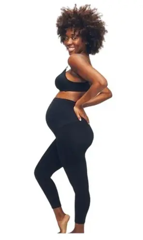 Motherhood Essential Secret Fit Belly Maternity Crop Leggings Large EUC #4771 Black