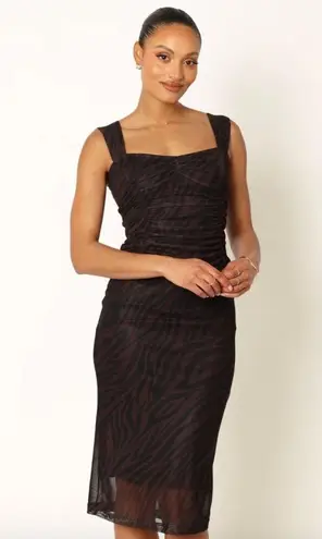 Petal and Pup Naomi Black & Brown Zebra Midi Dress M