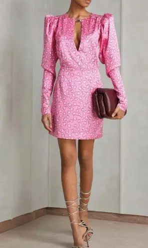 ROTATE BIRGER CHRISTENSEN Heart Satin Mini Dress Bubblegum Pink Womens Size 10