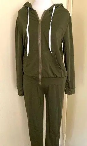 Women's Two Piece Outfits Sets Long Pants Casual Matching Clothing S,M Green Size M