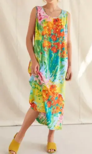 Jams World Colorful Janice
Style Dress In Bouquet Burst Print Sleeveless Pockets