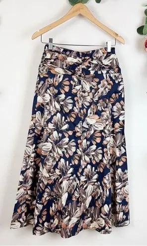 En Saison NWT Abella Midi Skirt in Navy Blush Size Small Blue