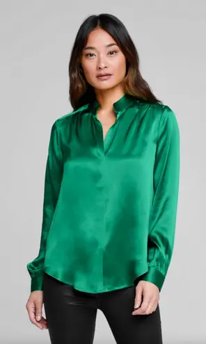 L'Agence Bianca Silk Blouse in Clover Green