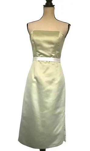 Alfred Sung Duchess Strapless Dress Sz 4 Green Bridesmaid Formal HOCO Satin