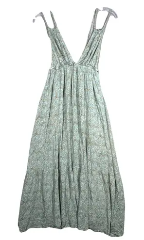 PaperMoon Dress Womens Medium Green Floral Tiered Boho Bohemian Peasant