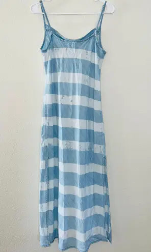 Bella Dahl Blue Tie Dye Ombre Sleeveless Maxi Dress with Side Slits