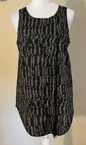 Collective Concepts Brown Black Abstract Pleated Sleeveless Blouse Small - Image 1