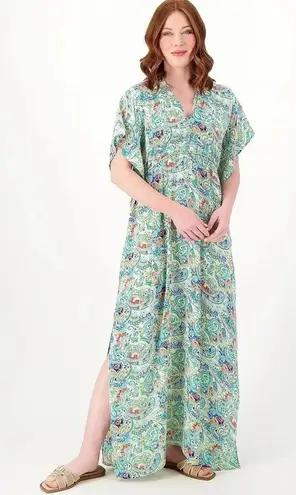 Tolani Collection Paisley Maxi Kaftan Dress - Cream Multicolor, Size Medium NWT