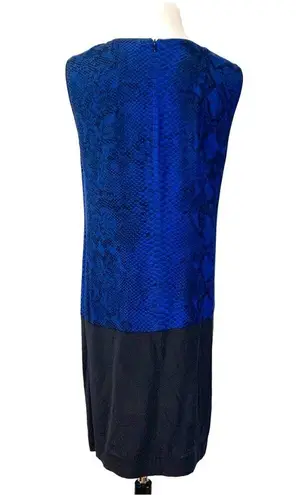 Rebecca Taylor Snake Print Color Block Sleeveless Shift Dress Blue Black 6