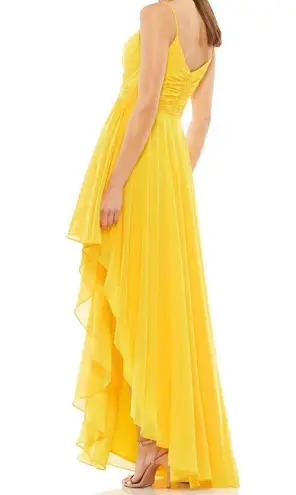 Mac Duggal Ieena for 70191 Asymmetrical Skirt Chiffon Dress Marigold Women Sz 6