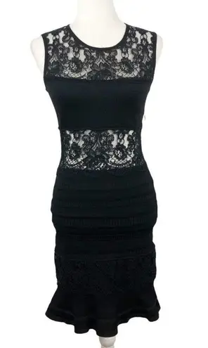 Roberto Cavalli Black Jersey Lace Cocktail Dress Lace Insert Sleeveless 38 USA 2