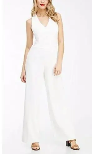 Alythea Pleated Front Open Crisscross Back Wide Leg Jumpsuit White Womens Size M
