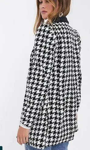 River Island NWT BLAZER WITH CONTRAST COLLAR IN MONO HOUNDSTOOTH-BLACK sz 10