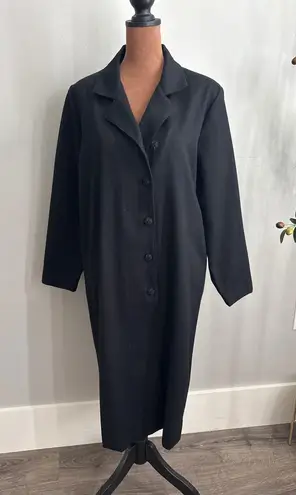 Vintage DYNASTA Black Button Front Coat Dress Women's Size 48 Made In Greece