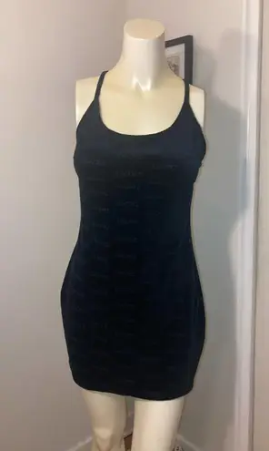 SKIMS  Size Large Logo Velour Dress NWT Mini Black Women's Onyx