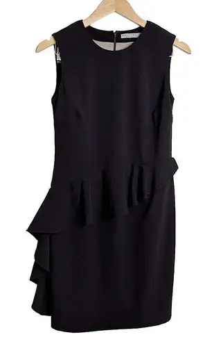 Marc New York Andrew Marc Ruffled Sleeveless Black Cocktail Dress Size 8