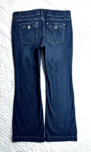 White House | Black Market  WHBM Blanc Flare Jeans size 12 Trouser Leg Blue Denim