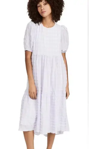 English Factory Tiered Gingham midi Dress purple size XS