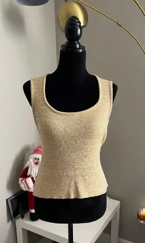 Kalico Women’s Sleeveless Scoop Neck Gold Metallic Knit Top Size Medium