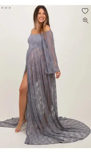 Pinkblush Purple Lace Off The Shoulder Draped Maternity Photoshoot Gown Sz.S NWT