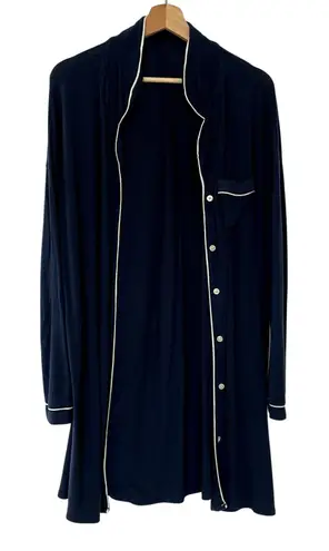 Stars Above vintage style button down navy robe white trim women's XL modal - Image 1