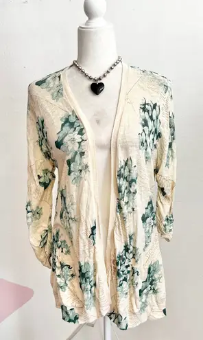 Vintage Cream Floral Front Pocket Cardigan Fairycore Fairy Grunge Artsy Medium