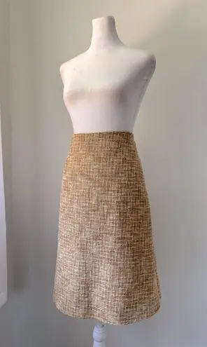 Piazza Sempione Vintage ‘00s Tan Linen Blend Textured Knee Length Skirt