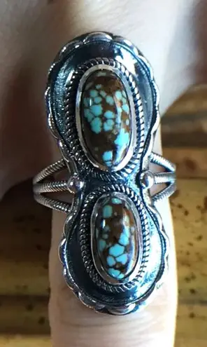 Royston Blue Horizon Turquoise Sterling Silver Horseshoe Ring Size 7