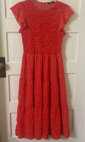 Red Polka Dot Midi Dress Size L