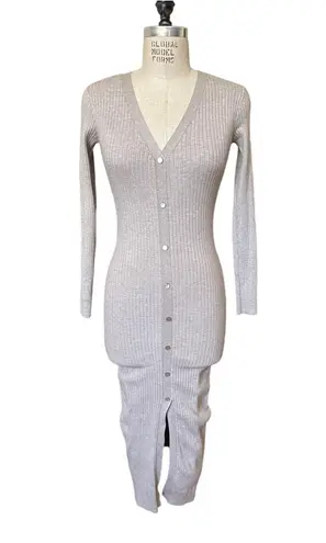 Meshki Oatmeal Tan Ribbed Knit Midi Dress Size Small