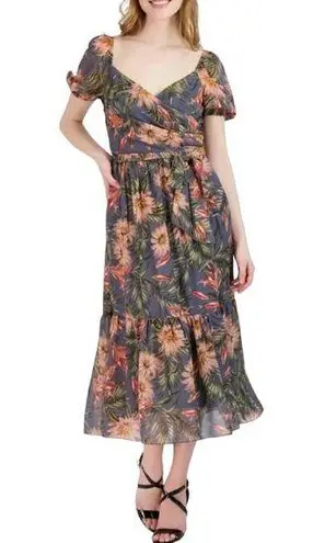 Julia Jordan Sweetheart Floral Puff Sleeve Fit & Flare Dress Size 6 NWT $119