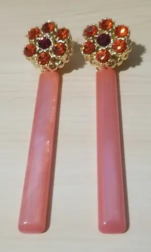 Rachel Comey Mission Acrylic Matchstick Drop Earrings Rhinestone Clutter ~ NWOT