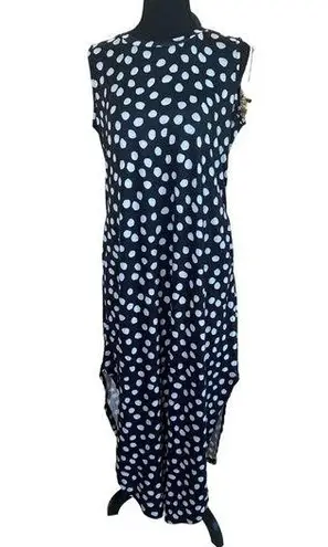 NWT Anrabess Polka Dot Maxi Dress Womens M Coastal Sleeveless Black White Hi low Size M