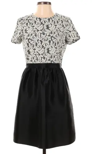 Shoshanna NEW Short Sleeve White Lace Black Skirt Colorblock A Line Dress 8