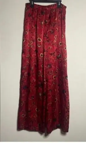 Jaclyn Smith red floral long sleeve pajama set oriental lightweight lux