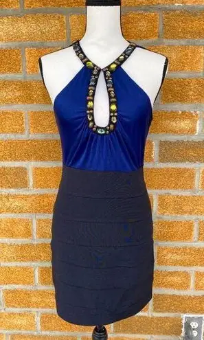 Maria BIANCA NERO Cocktail Gemstones Party Dress Blue Size M