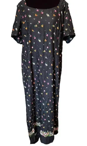 Spago Vintage 90s Boho Hippie Whimsygoth Woodland Floral Short Sleeve Maxi Dress Size 14