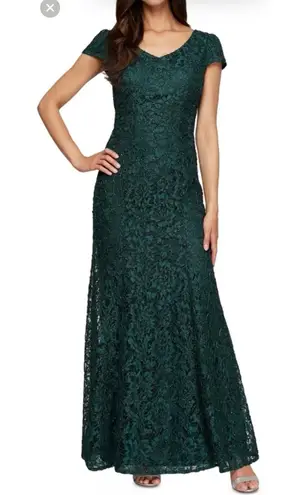 Alex Evenings Women's Long Rosette Mother of The Bride Dress with Short Sleeves - Image 1