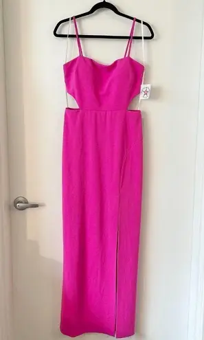 XScape Cutout Slit Maxi Gown Fuschia Size 8 NWT
