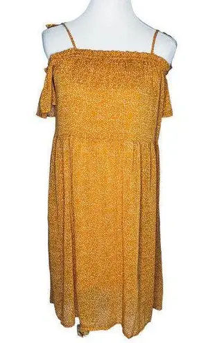 Xhilaration  Gold Cold Shoulder Lined Dress New M