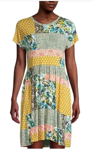 Johnny Was Patchwork Knit Jersey Minidress