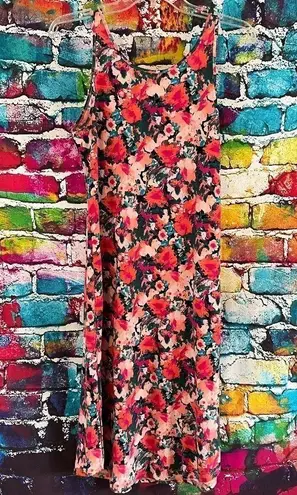 N Natori Lounge Midi Slip On Dress Floral Sleeveless Stretchy Sz S Soft Comfort