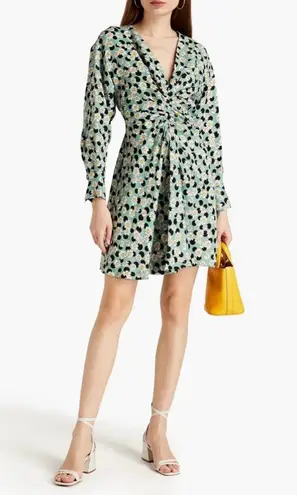 Sandro Paris | Angele Dress Green Pois Dots Floral Linen | XS