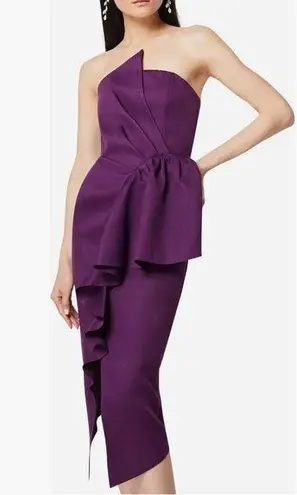 Elliatt NEW Reception Cascade Ruffle Strapless Dress in Purple, Size L $170