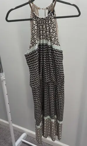 MSK Geometric Print Halter Blouson Dress Multiple Size L