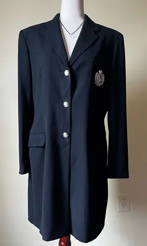 90s Vintage Lauren Ralph Lauren Black Wool Crest Blazer Button Down Women’s 12