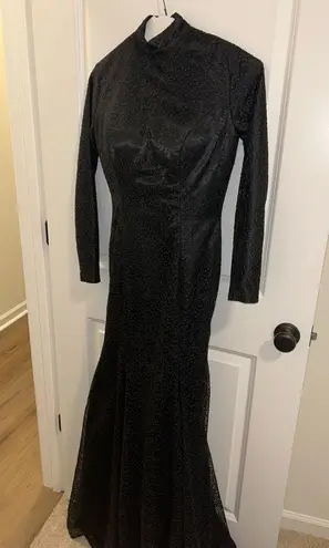 Black lace long sleeve, high neck prom dress ! Size 4