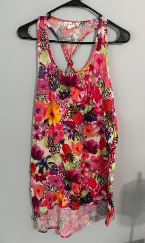 OP Floral & Leopard Print Racerback Swimsuit Cover Up Dress Women’s Size Medium