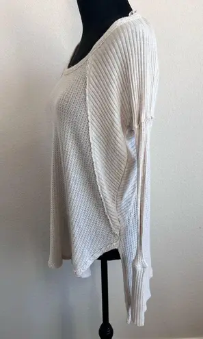 Free People  Women's Cream Waffle Knit Tunic Tops Size Medium